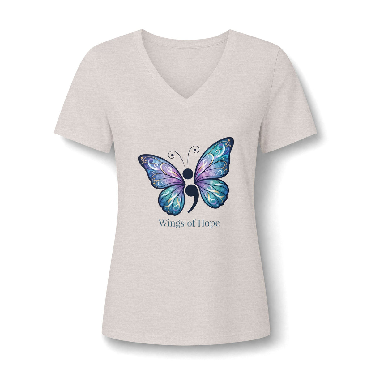 Women's V-Neck Tee — 'Wings of Hope' Butterfly Awareness Shirt