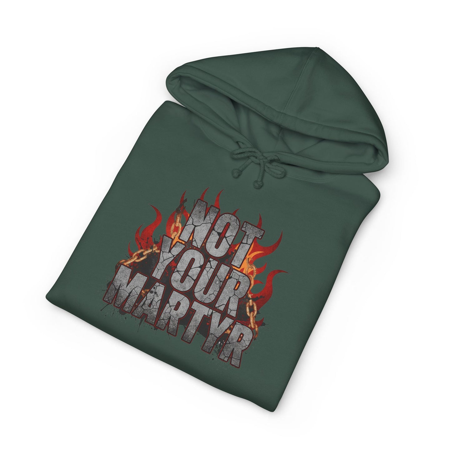 'Not Your Martyr' Grunge Flame Graphic Mental Health Hoodie