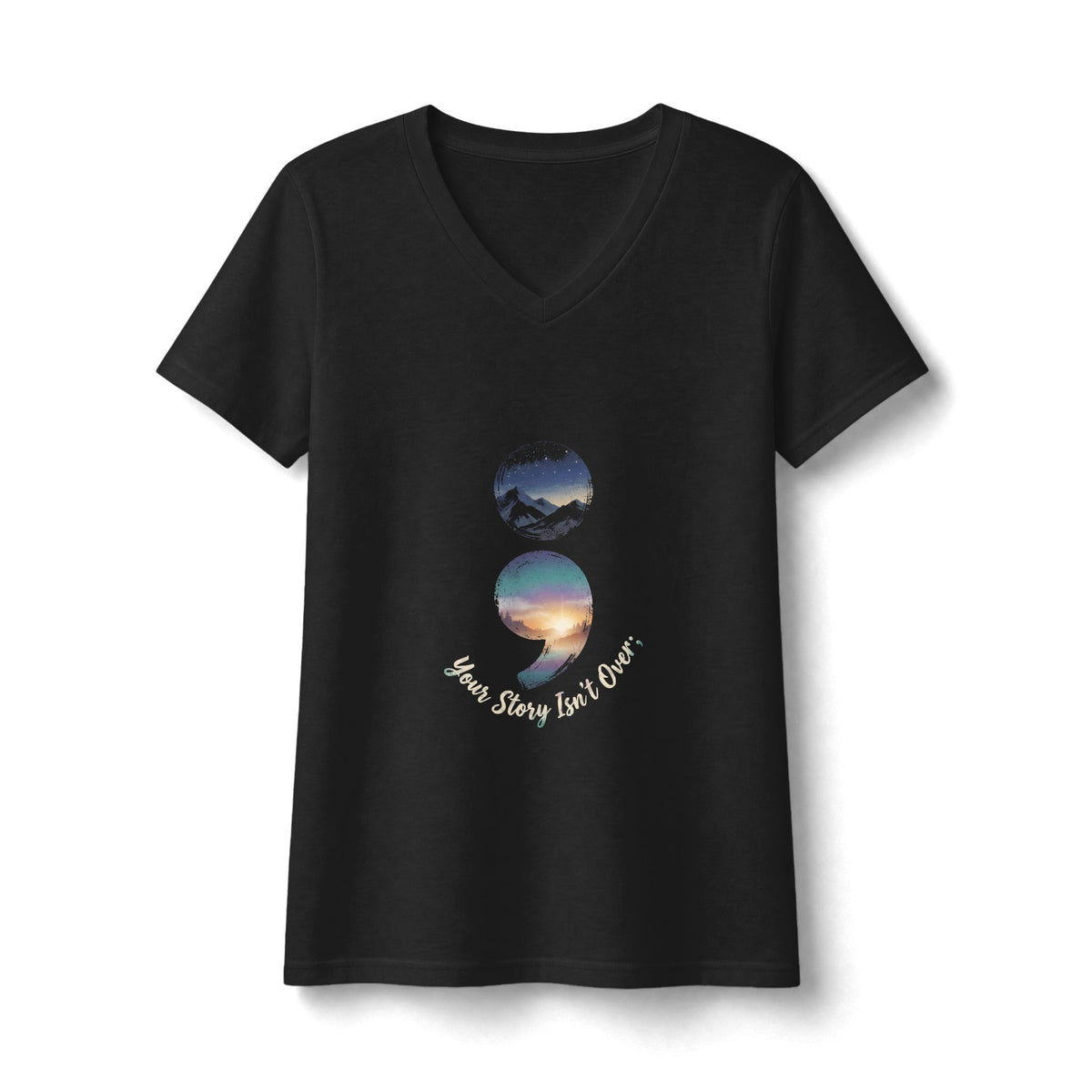 Your Story Isn’t Over Yet Semicolon Graphic Tee | Suicide Awareness & Mental Health V Neck