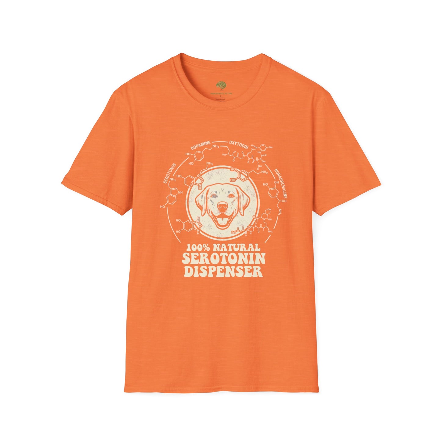 Serotonin Dispenser Dog T-Shirt — 100% Natural Retro Pup Graphic Tee