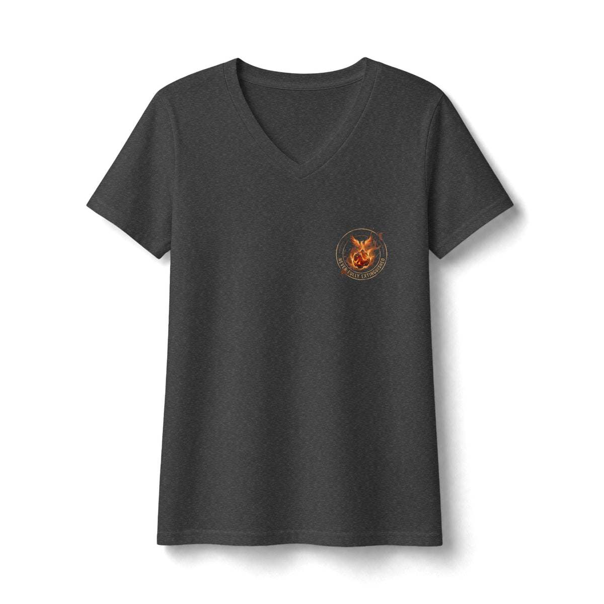 Never Fully Extinguished Phoenix Mental Health Women's V-Neck