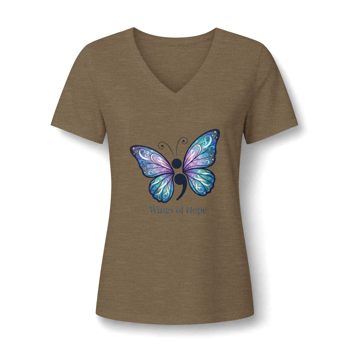 Women's V-Neck Tee — 'Wings of Hope' Butterfly Awareness Shirt