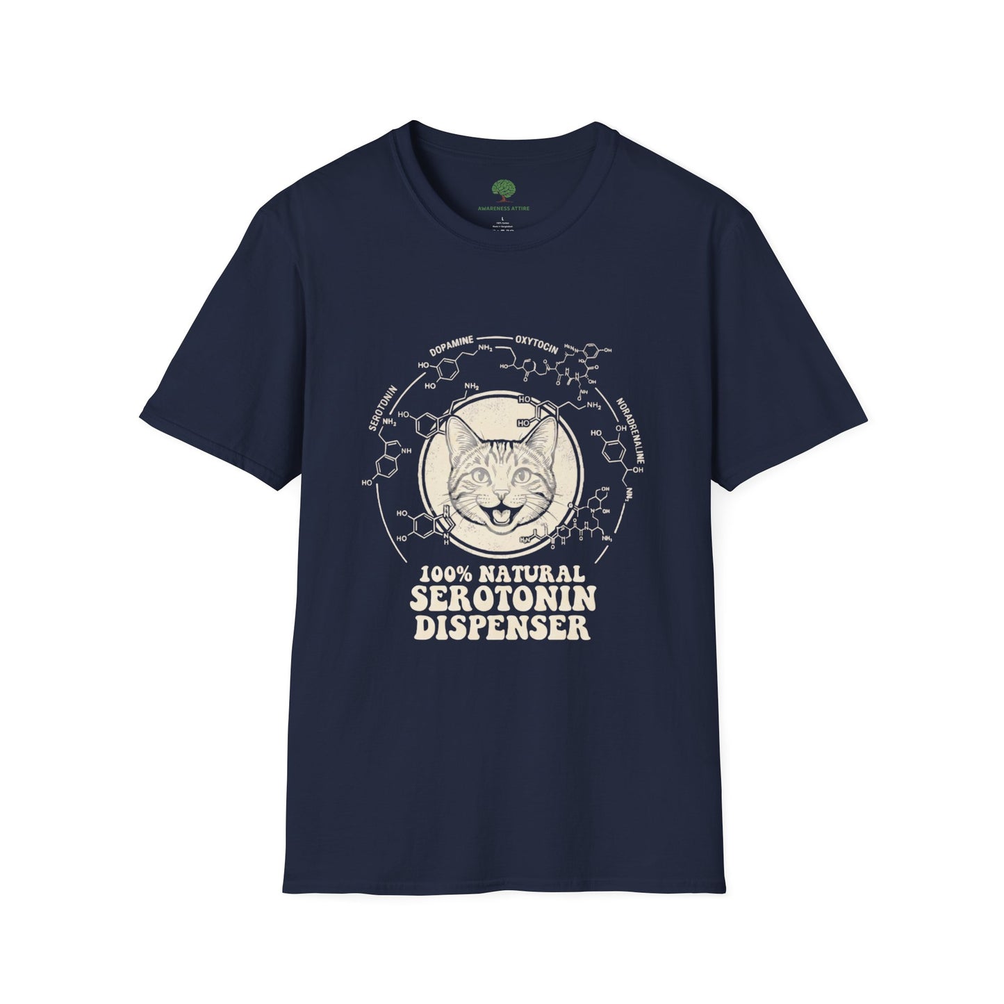 100% Natural Serotonin Dispenser Cat Graphic Tee