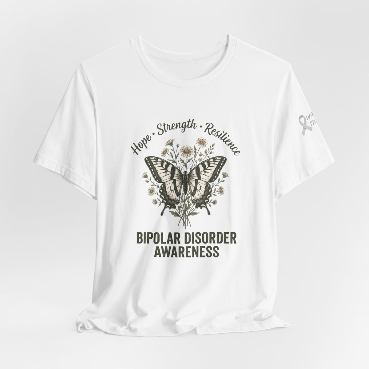 Hope Strength Resilience Butterfly- Bipolar Awareness Mental Health Tee