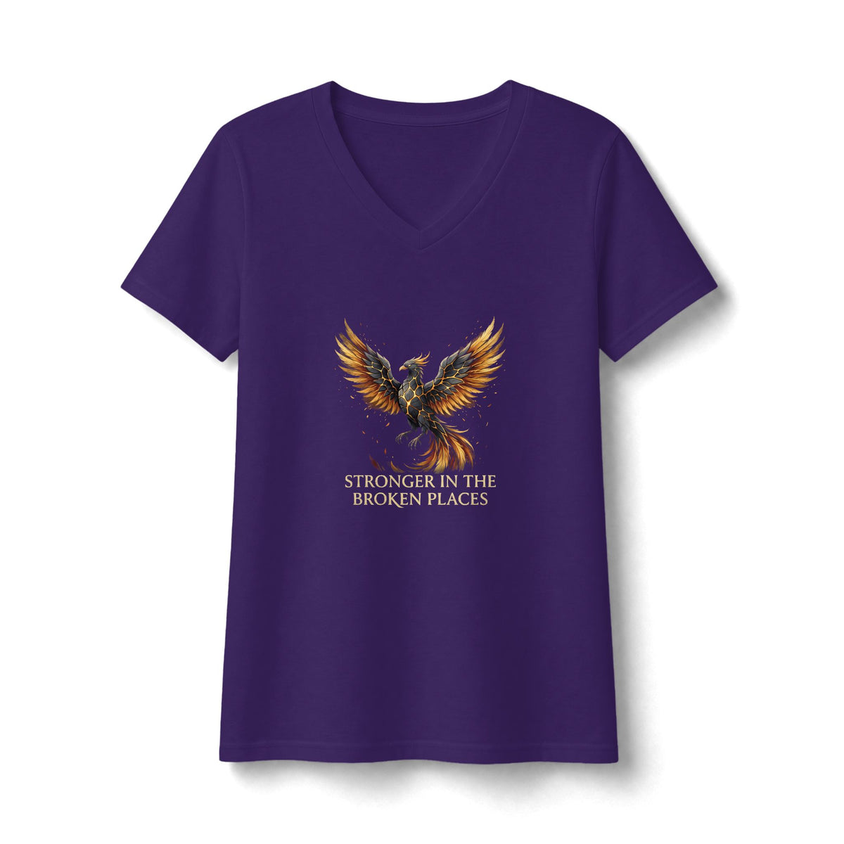 Women's “Stronger in the Broken Places” Phoenix Mental Health  V-Neck