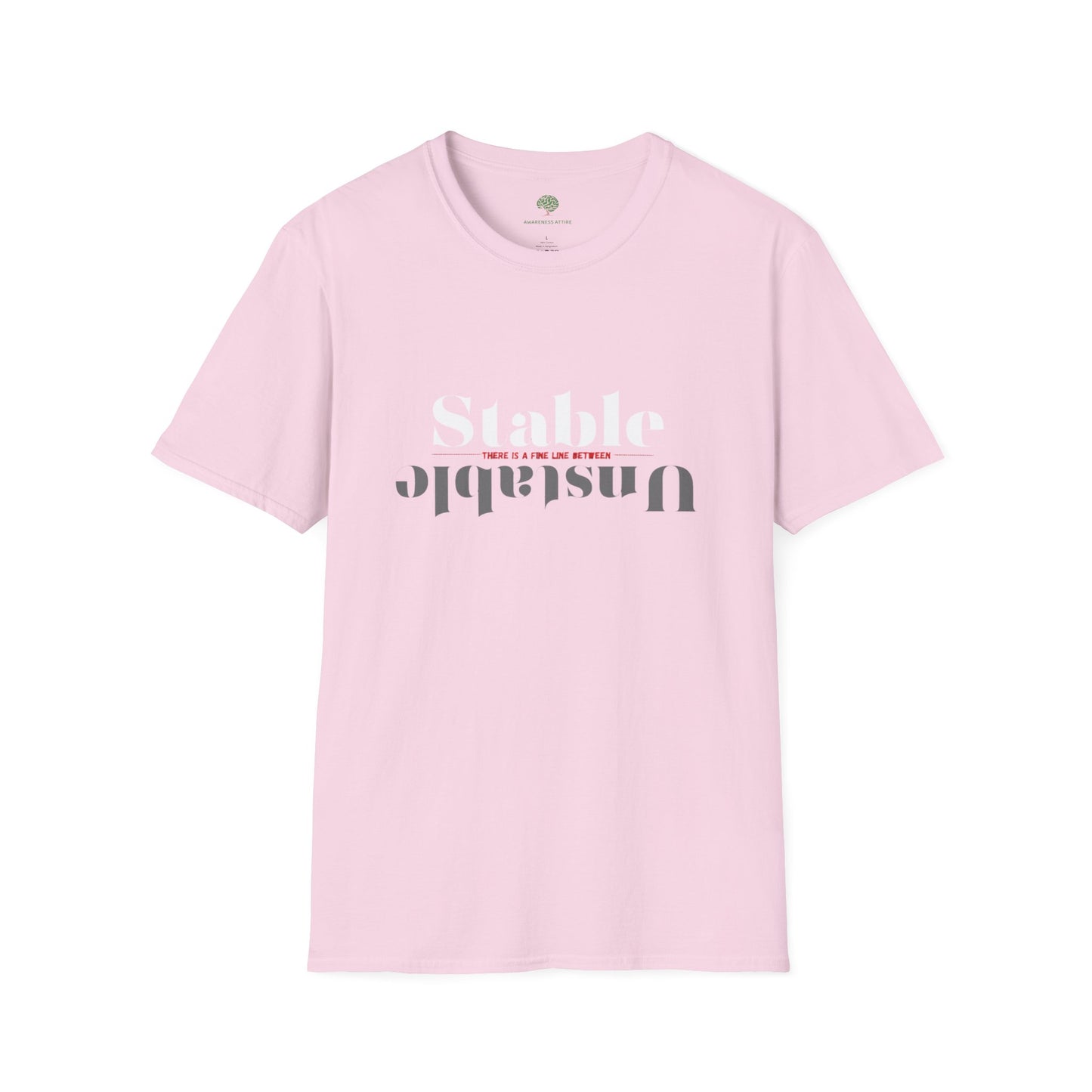 Mental Health Awareness shirt featuring the words Stable and Unstable, showcasing the fine line between