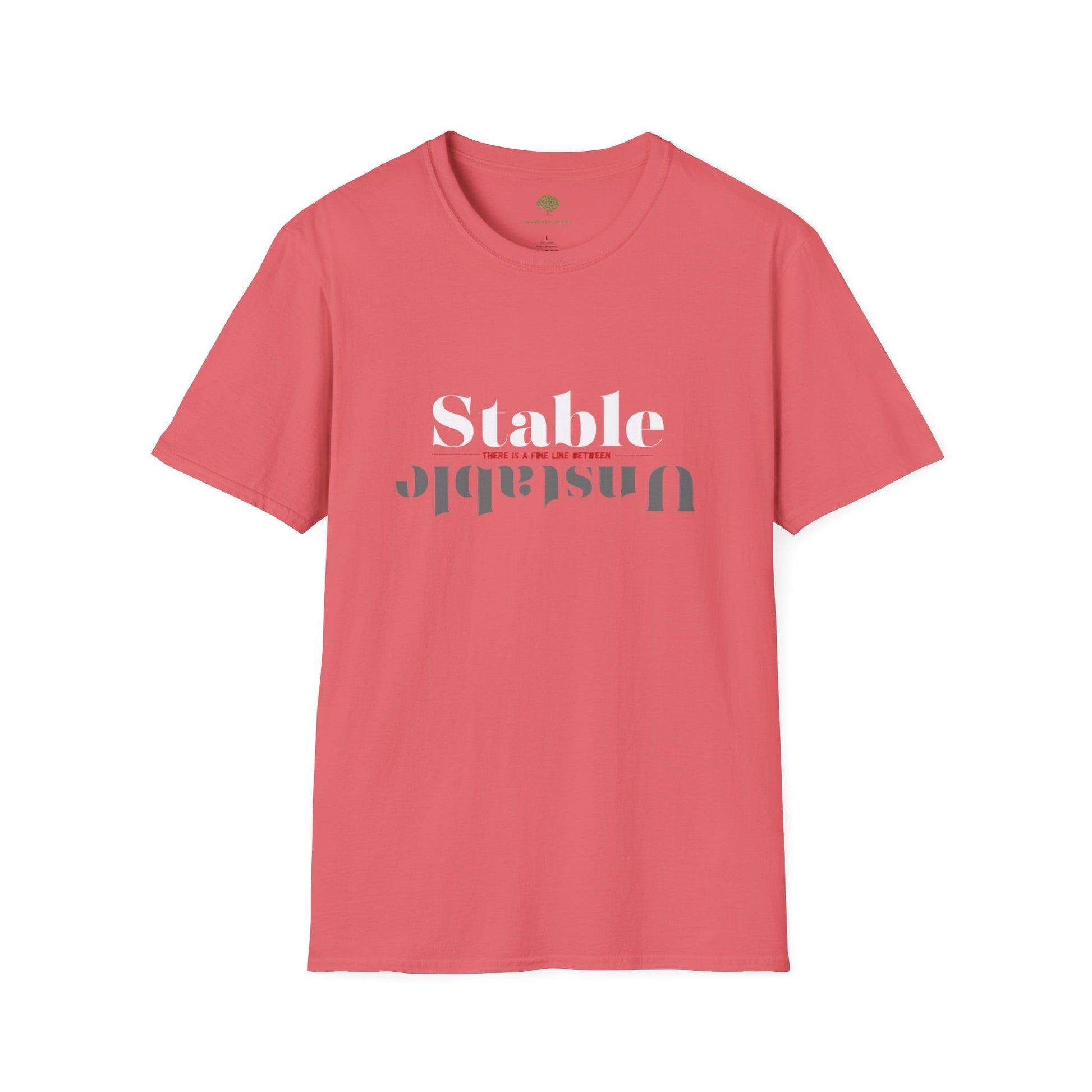 Mental Health Awareness shirt featuring the words Stable and Unstable, showcasing the fine line between