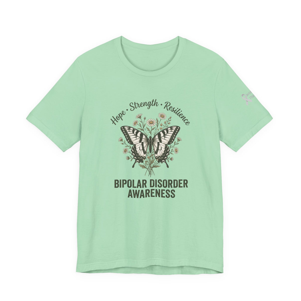 Hope Strength Resilience Butterfly- Bipolar Awareness Mental Health Tee