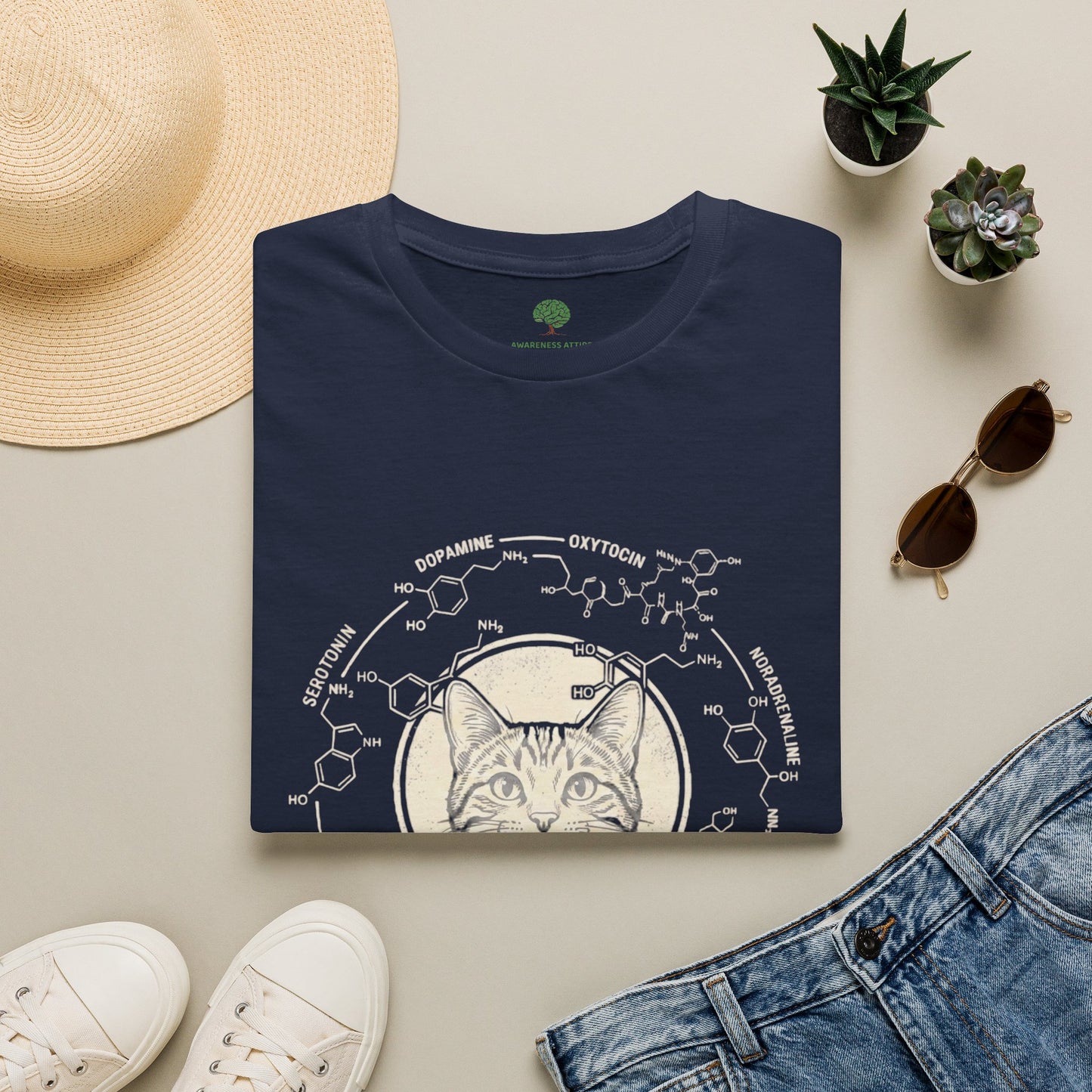 100% Natural Serotonin Dispenser Cat Graphic Tee