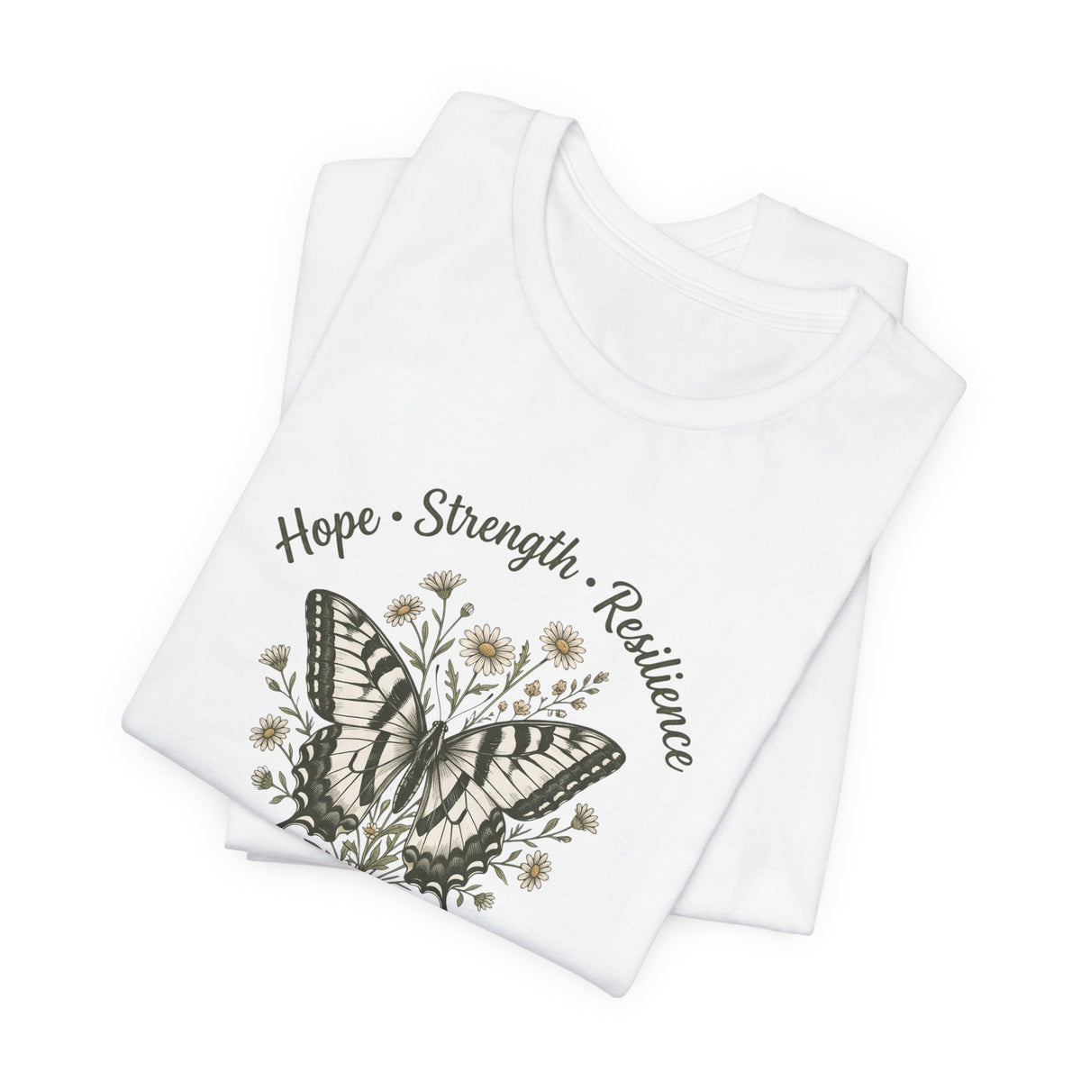 Hope Strength Resilience Butterfly- Bipolar Awareness Mental Health Tee