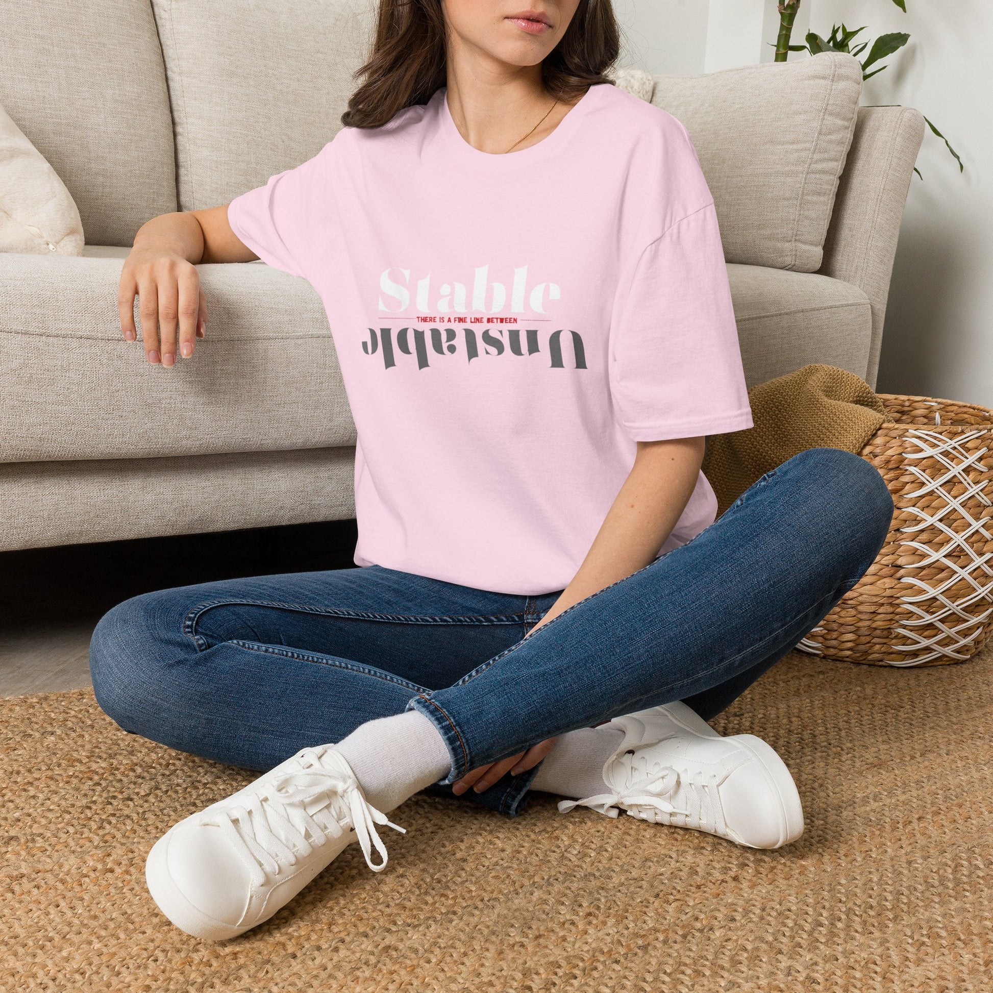 Mental Health Awareness shirt featuring the words Stable and Unstable, showcasing the fine line between