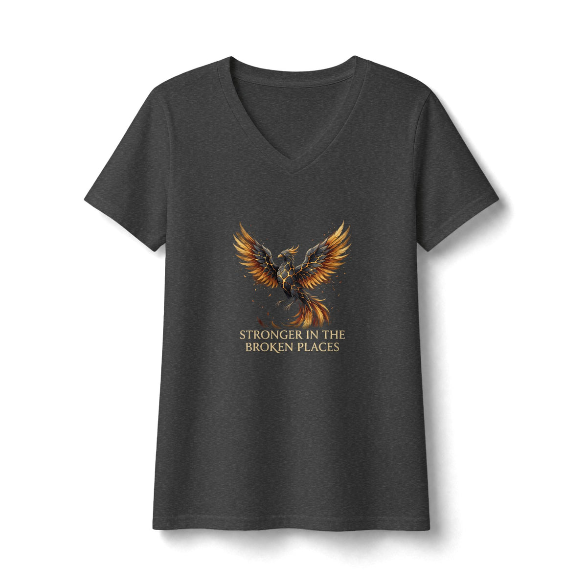 Women's “Stronger in the Broken Places” Phoenix Mental Health  V-Neck