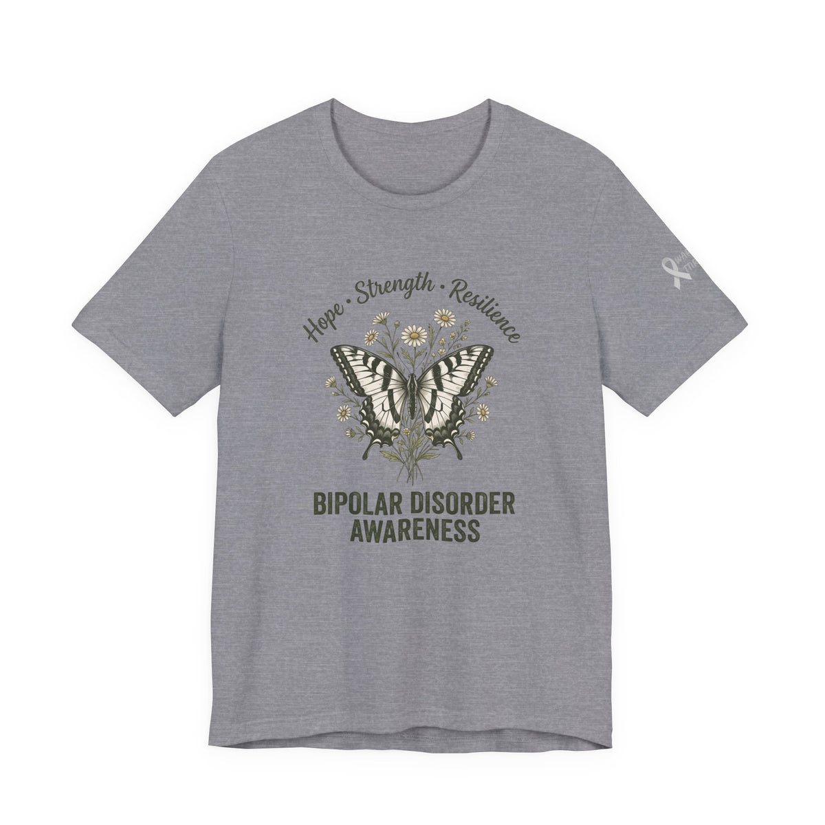 Hope Strength Resilience Butterfly- Bipolar Awareness Mental Health Tee
