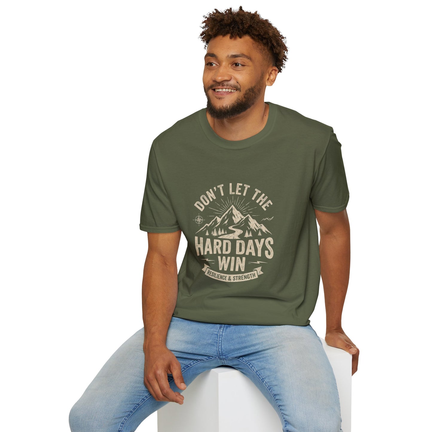 T-Shirt — "Don't Let the Hard Days Win" Mountain Motivational Tee