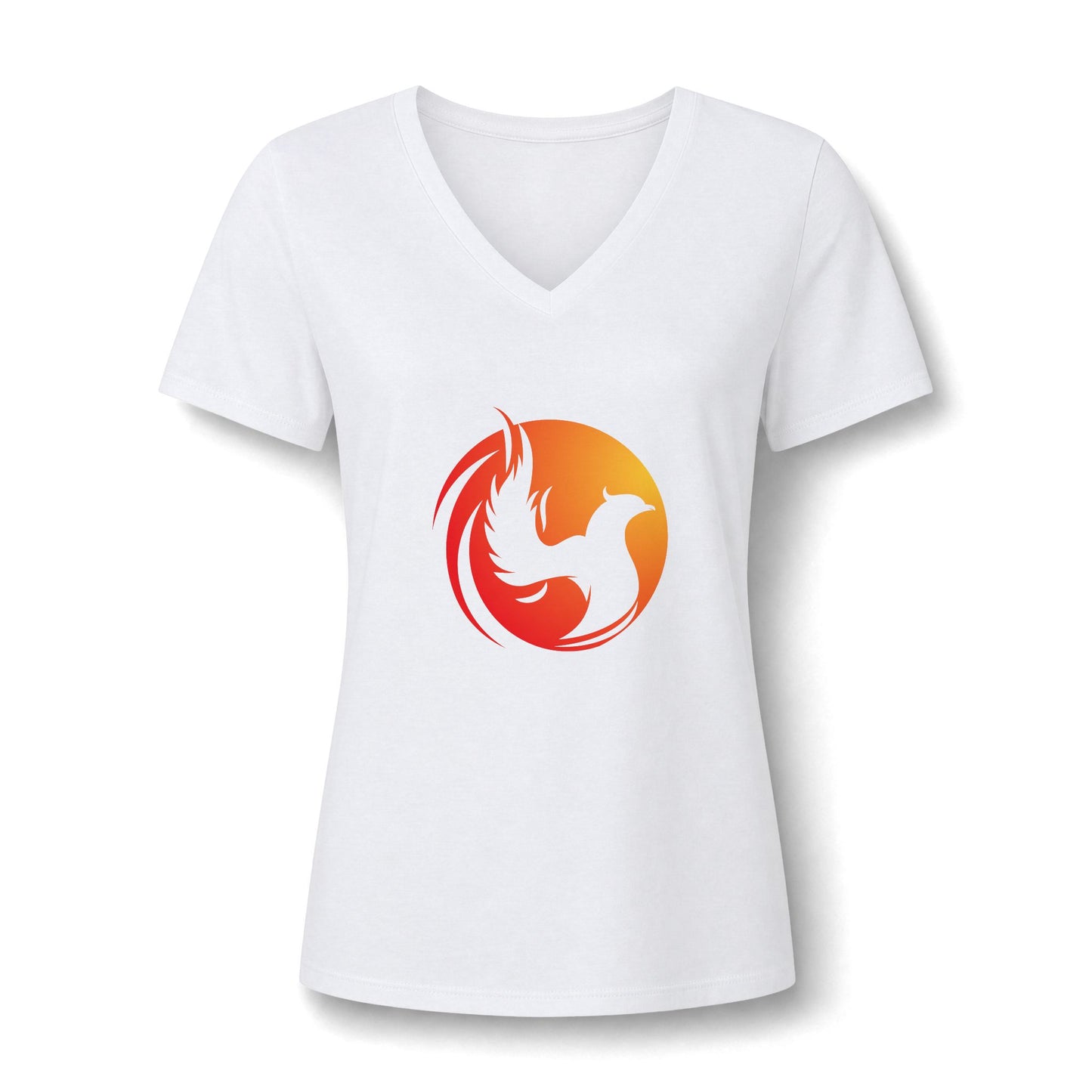 Mental health V Neck featuring a bright logo phoenix and a phrase about inner strength