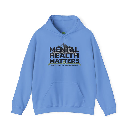 Mental Health Matters Hoodie featuring a green ribbon