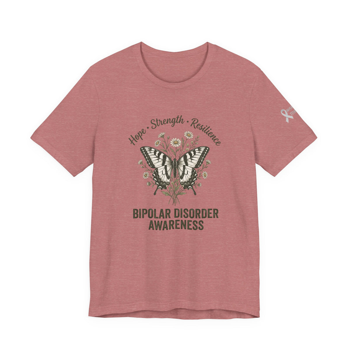 Hope Strength Resilience Butterfly- Bipolar Awareness Mental Health Tee