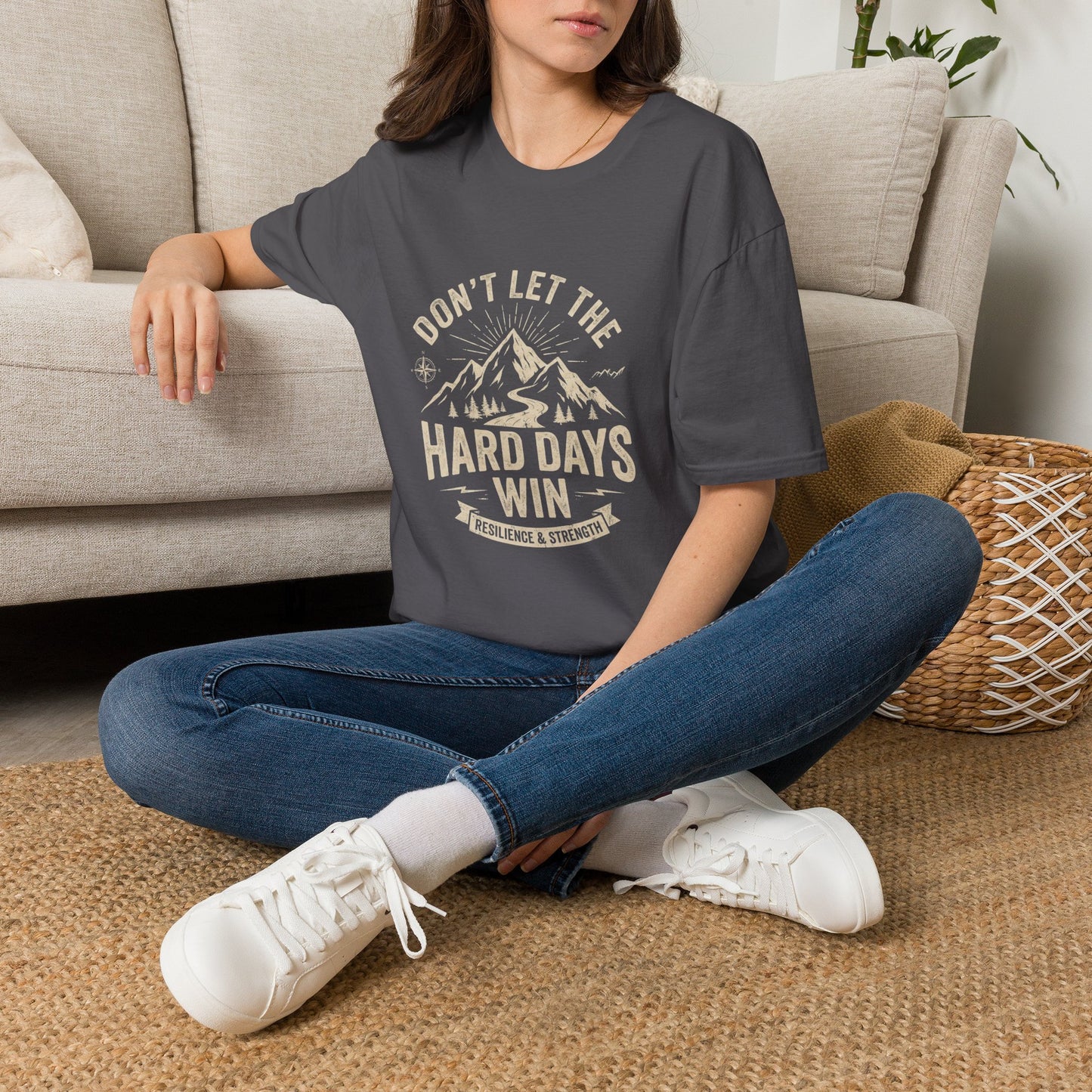 T-Shirt — "Don't Let the Hard Days Win" Mountain Motivational Tee