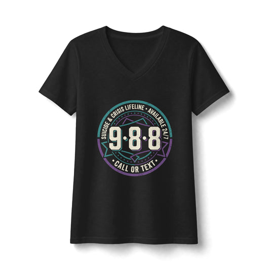 Women’s 9-8-8 Call or Text Mental Health Awareness V-Neck Tee