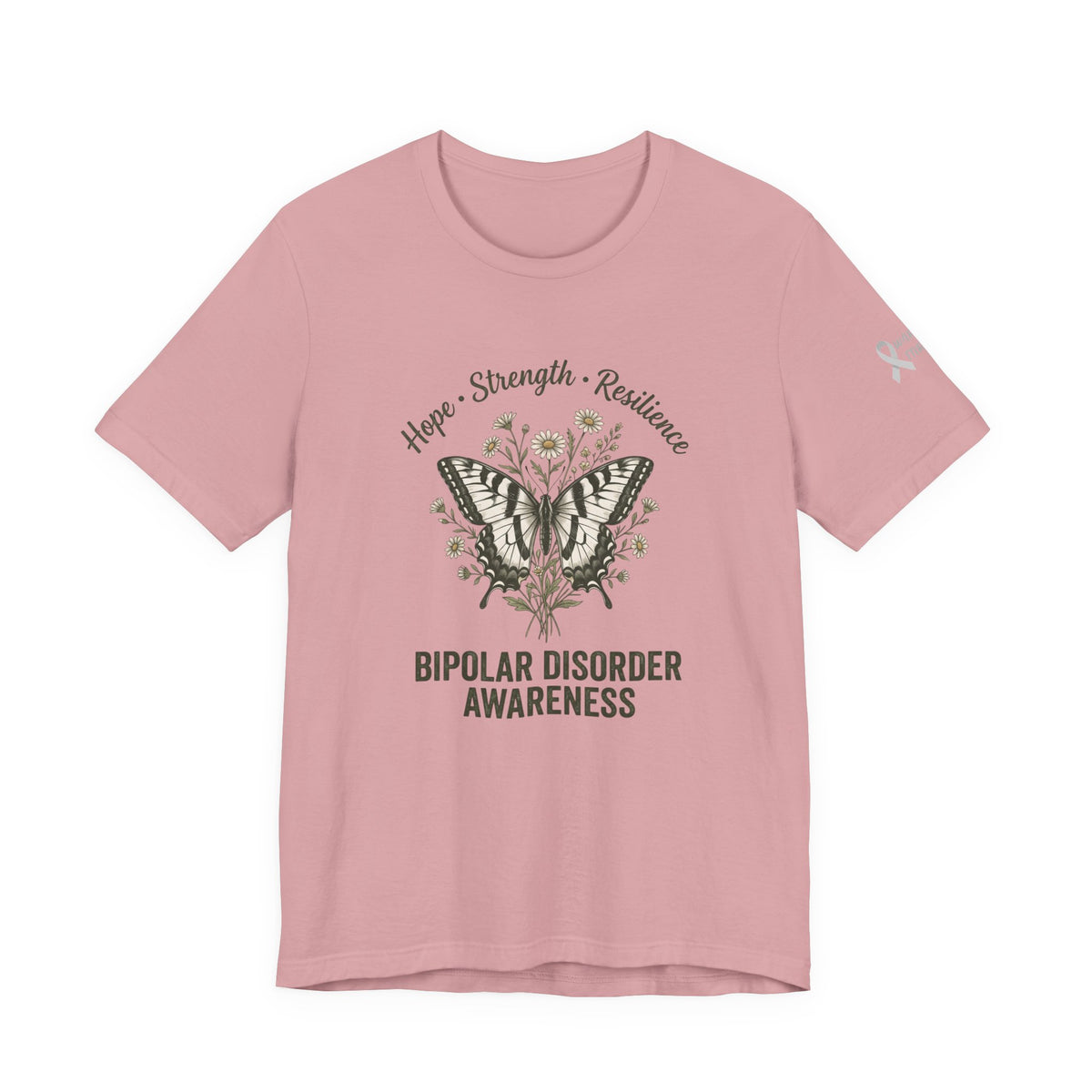 Hope Strength Resilience Butterfly- Bipolar Awareness Mental Health Tee