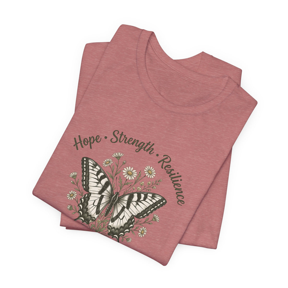 Hope Strength Resilience Butterfly- Bipolar Awareness Mental Health Tee