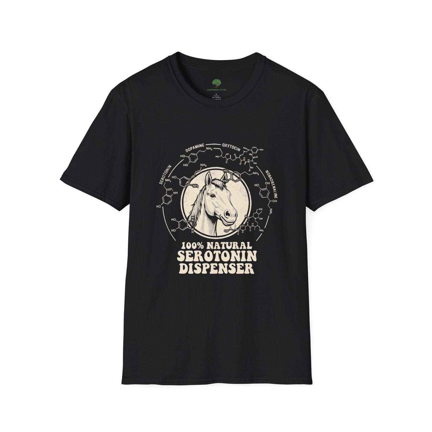 100% Natural Serotonin Dispenser Horse Graphic Tee