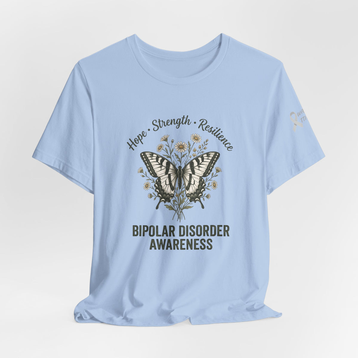 Hope Strength Resilience Butterfly- Bipolar Awareness Mental Health Tee