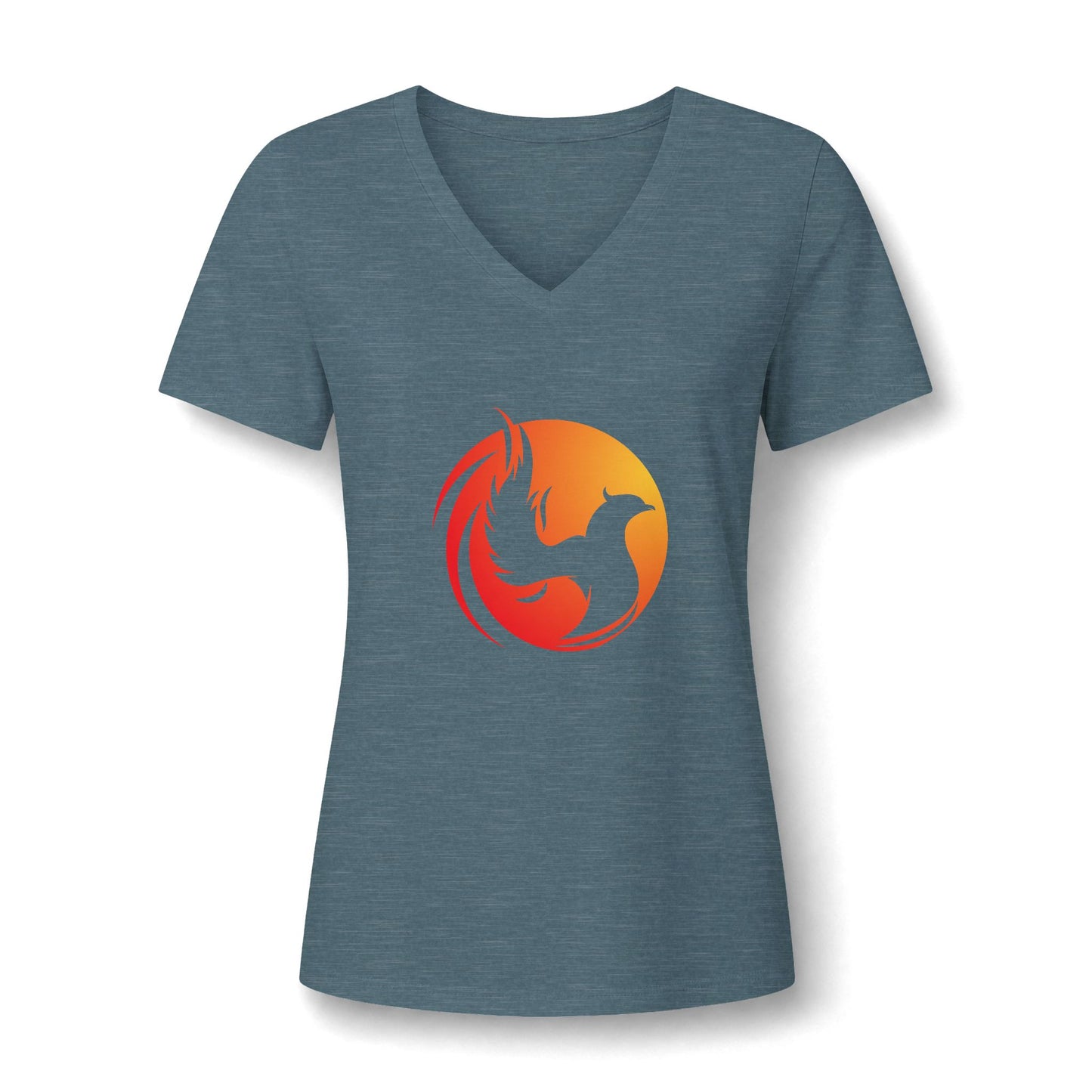 Mental health V Neck featuring a bright logo phoenix and a phrase about inner strength