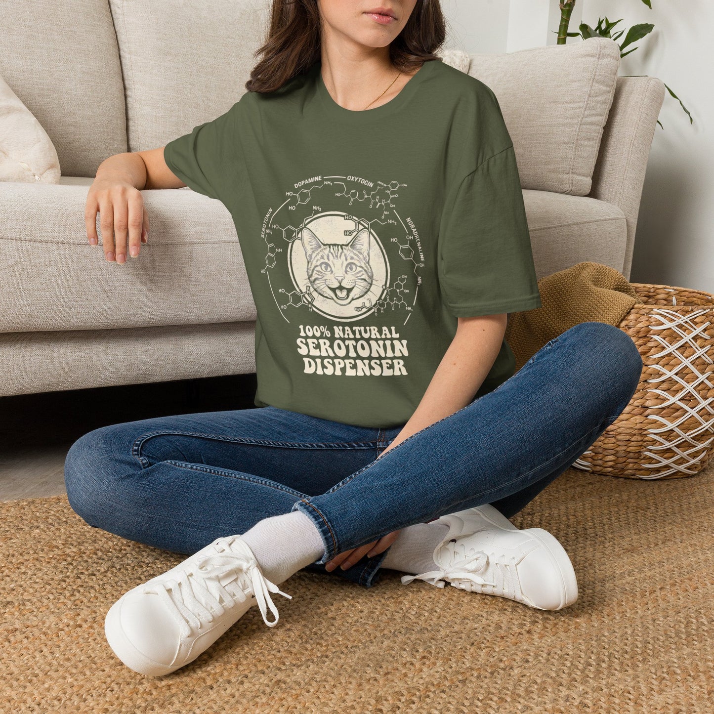 100% Natural Serotonin Dispenser Cat Graphic Tee