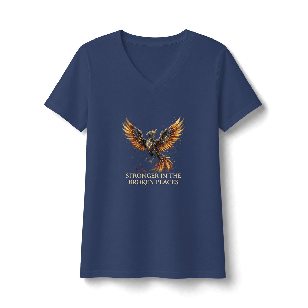Women's “Stronger in the Broken Places” Phoenix Mental Health  V-Neck