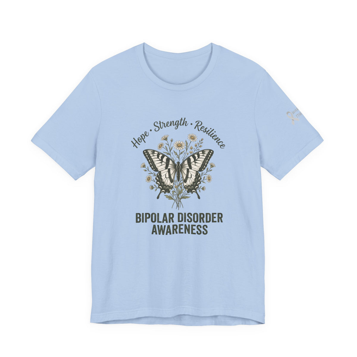 Hope Strength Resilience Butterfly- Bipolar Awareness Mental Health Tee