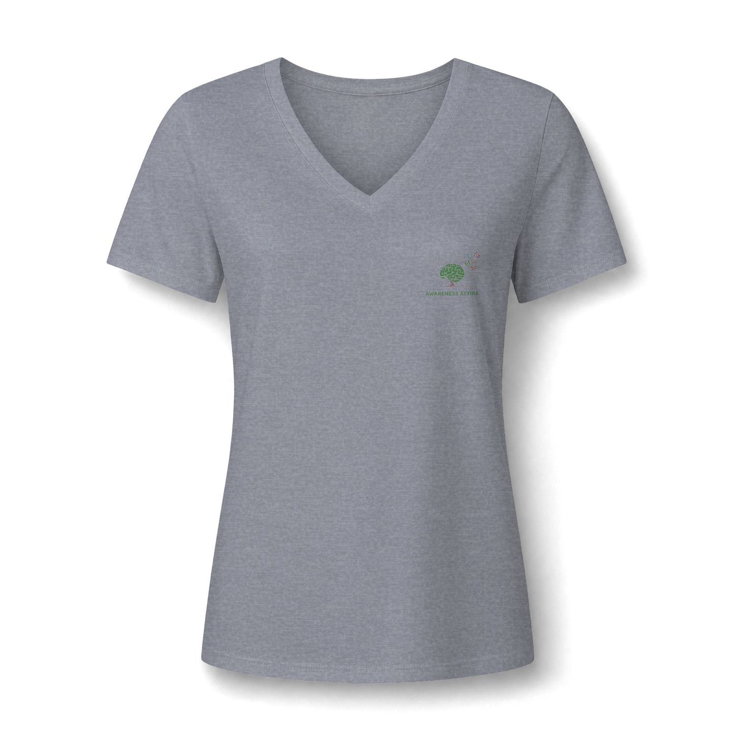 A casual v-neck shirt showcasing a detailed butterfly design centered on the chest, paired with the thoughtful slogan reminding wearers of their unseen beauty