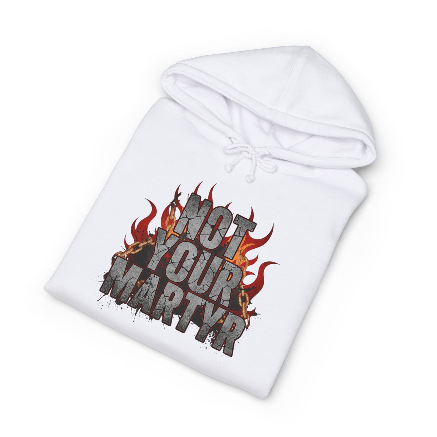 'Not Your Martyr' Grunge Flame Graphic Mental Health Hoodie
