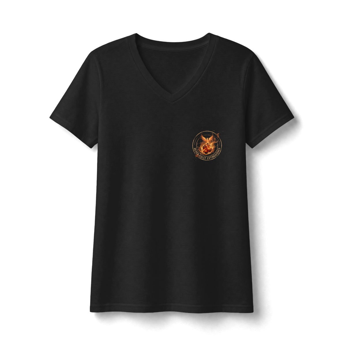 Never Fully Extinguished Phoenix Mental Health Women's V-Neck