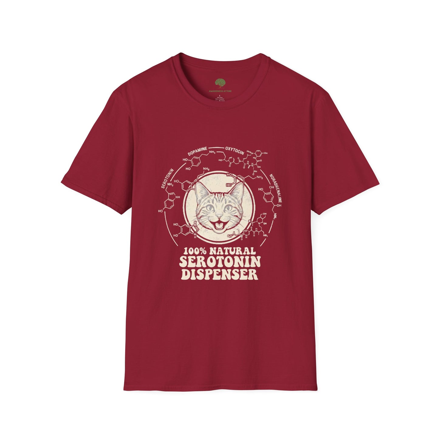 100% Natural Serotonin Dispenser Cat Graphic Tee