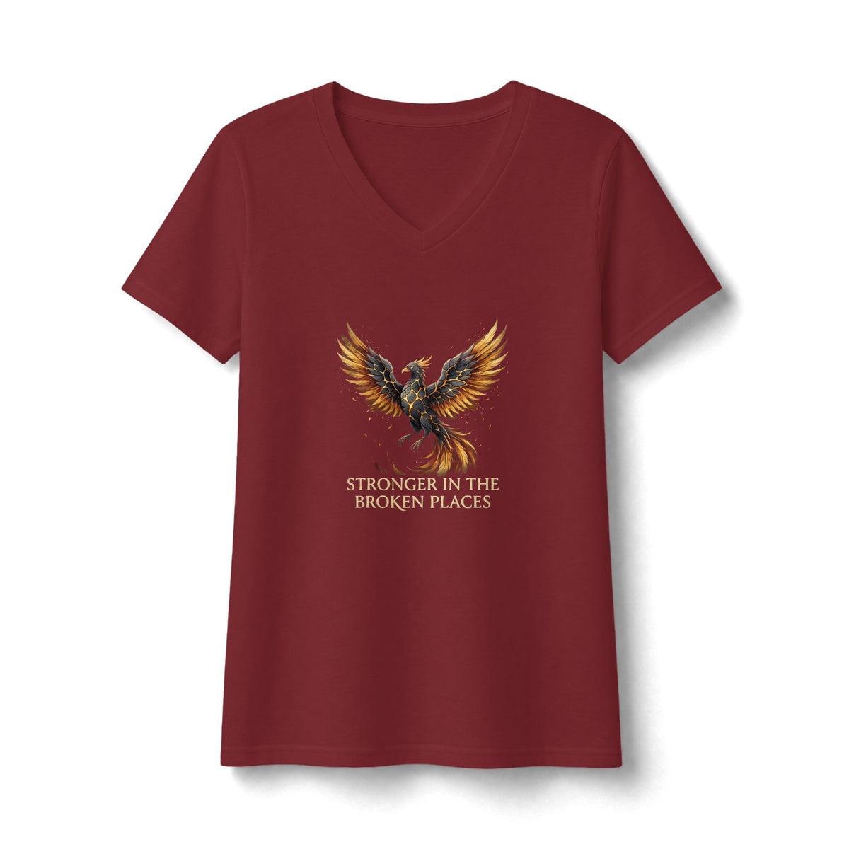Women's “Stronger in the Broken Places” Phoenix Mental Health  V-Neck