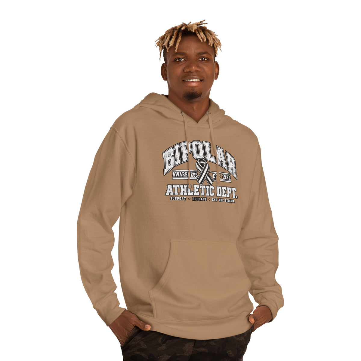 Bipolar Athletic Dept. Hoodie — Retro Varsity Mental Health Awareness Sweatshirt